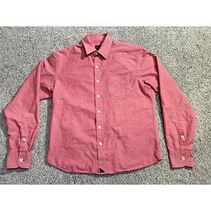 UNTUCKit Shirt Mens Small Red Pink Salmon Button-Down Long Sleeve Cotton
